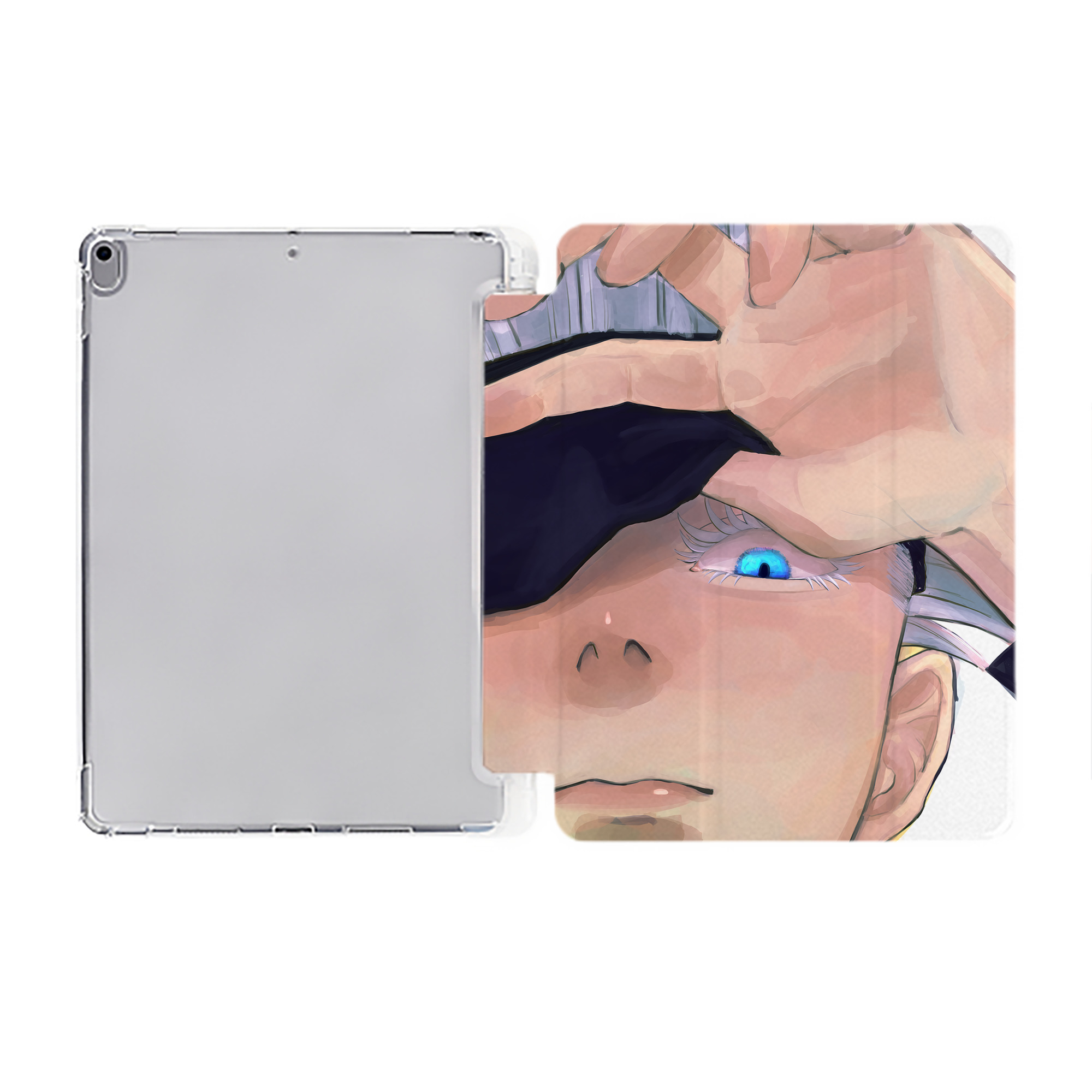 （画像用） 呪術廻戦 Jujutsu Kaisen IPad ケース ペン収納付き 三つ折りスタンド PUレザー×シリコン 対応機種9.5/10.5/10.9インチ